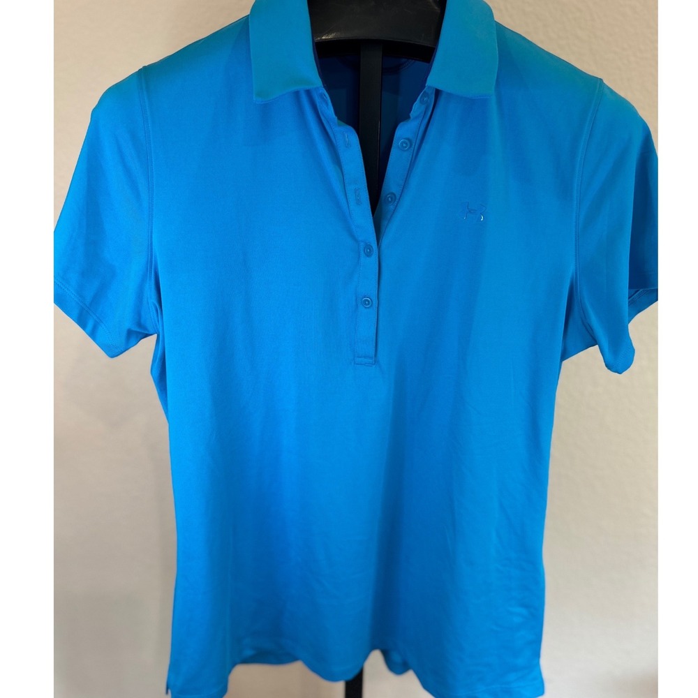 Under Armour Women's HeatGear‎ Blue Golf Polo Shirt XL TG EG GG